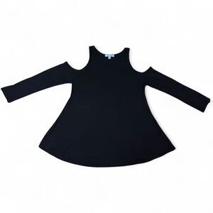 Women's Classic Black Witchcore Cold-Shoulder A-Line Tunic Blouse